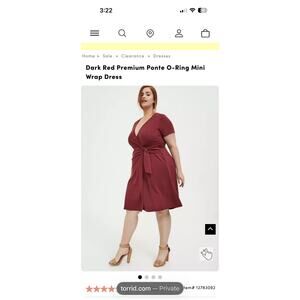 Torrid O-ring wrap dress Plus Size 1X (14-16x) dark red